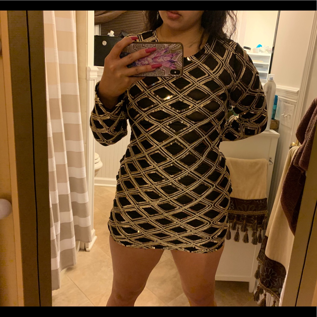Black & Gold Sequin Mini Dress Size Small